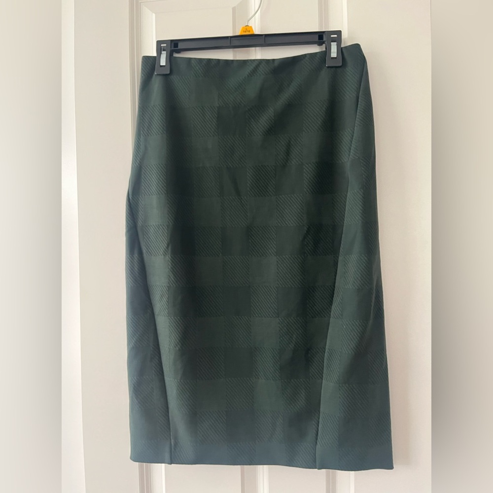 Rag & Bone Dark Green Checkered Pencil Skirt